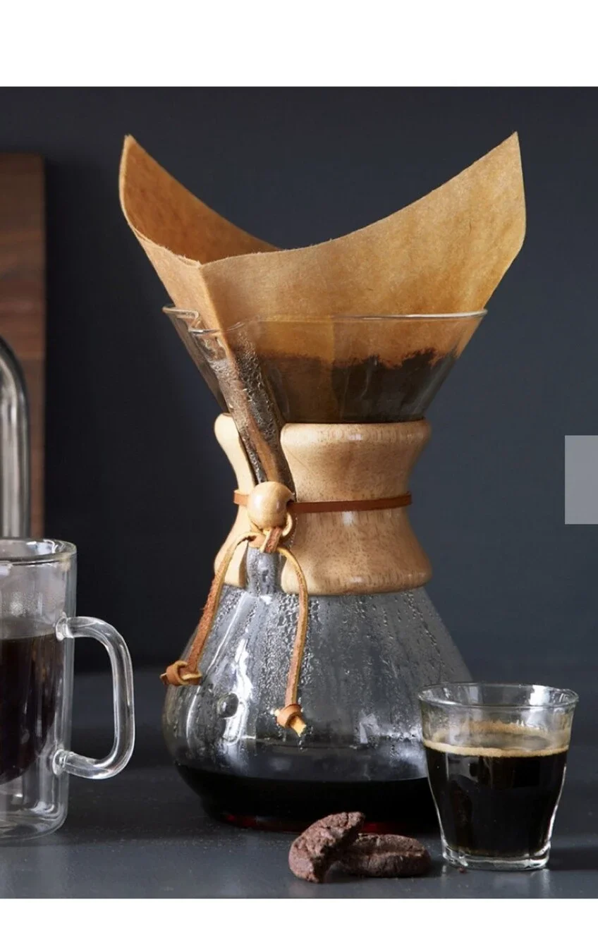 Chemex Pour-Over Glass Coffee Maker with Wood Collar And Acccesories